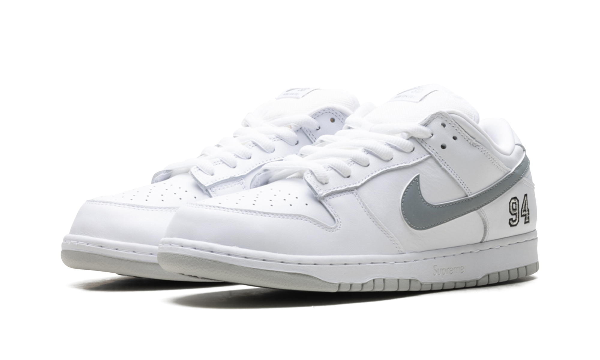 Nike SB Dunk Low Supreme 94 White Metallic Silver