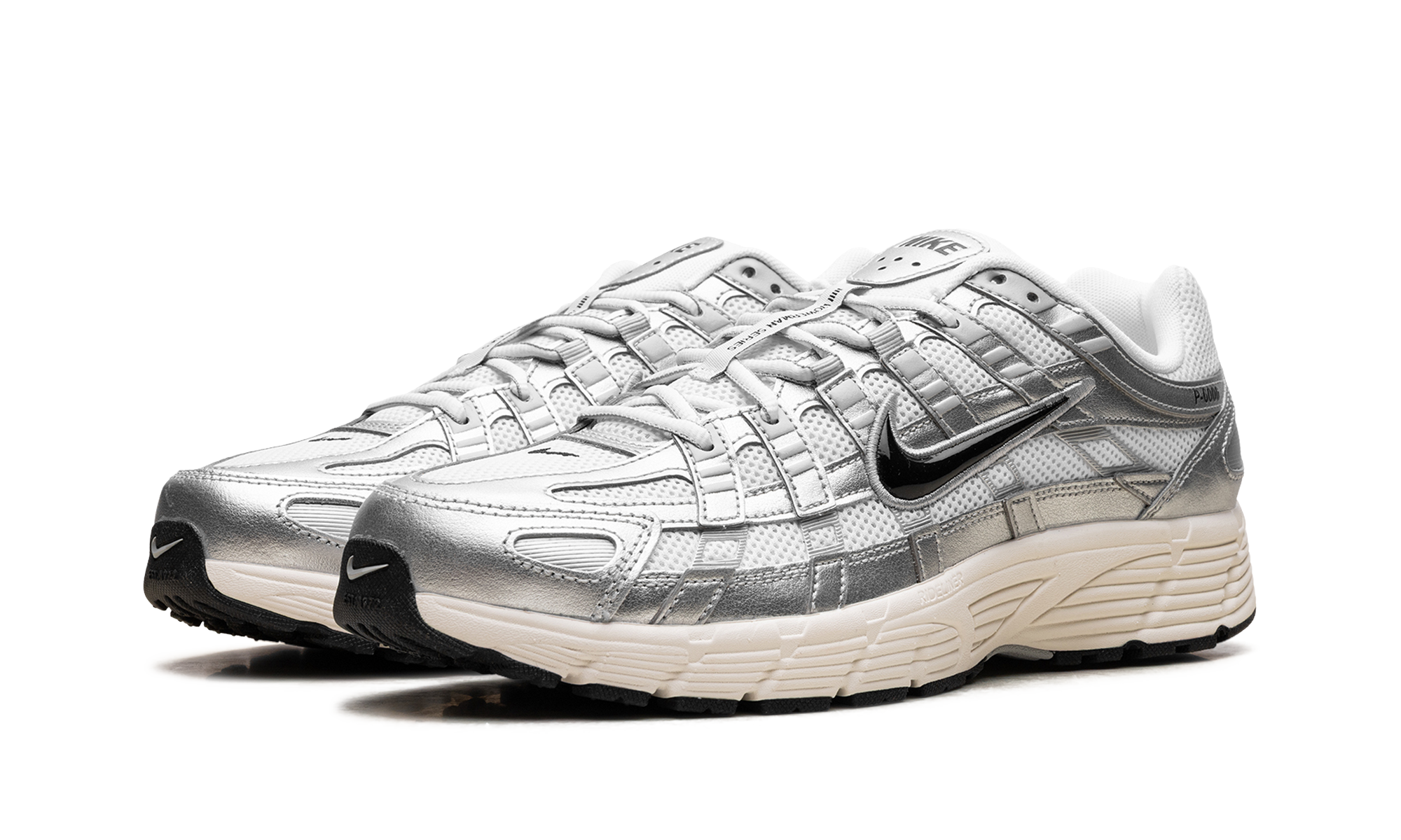 Nike P-6000 White Metallic Silver Flat Silver Black