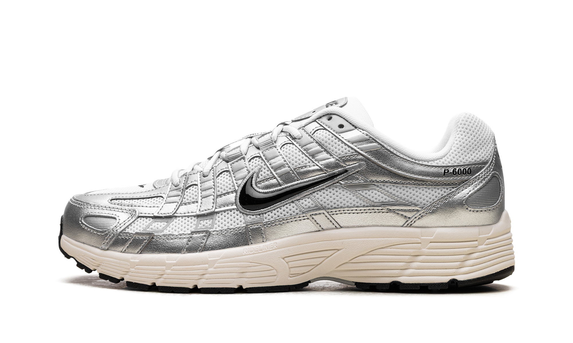 Nike P-6000 White Metallic Silver Flat Silver Black