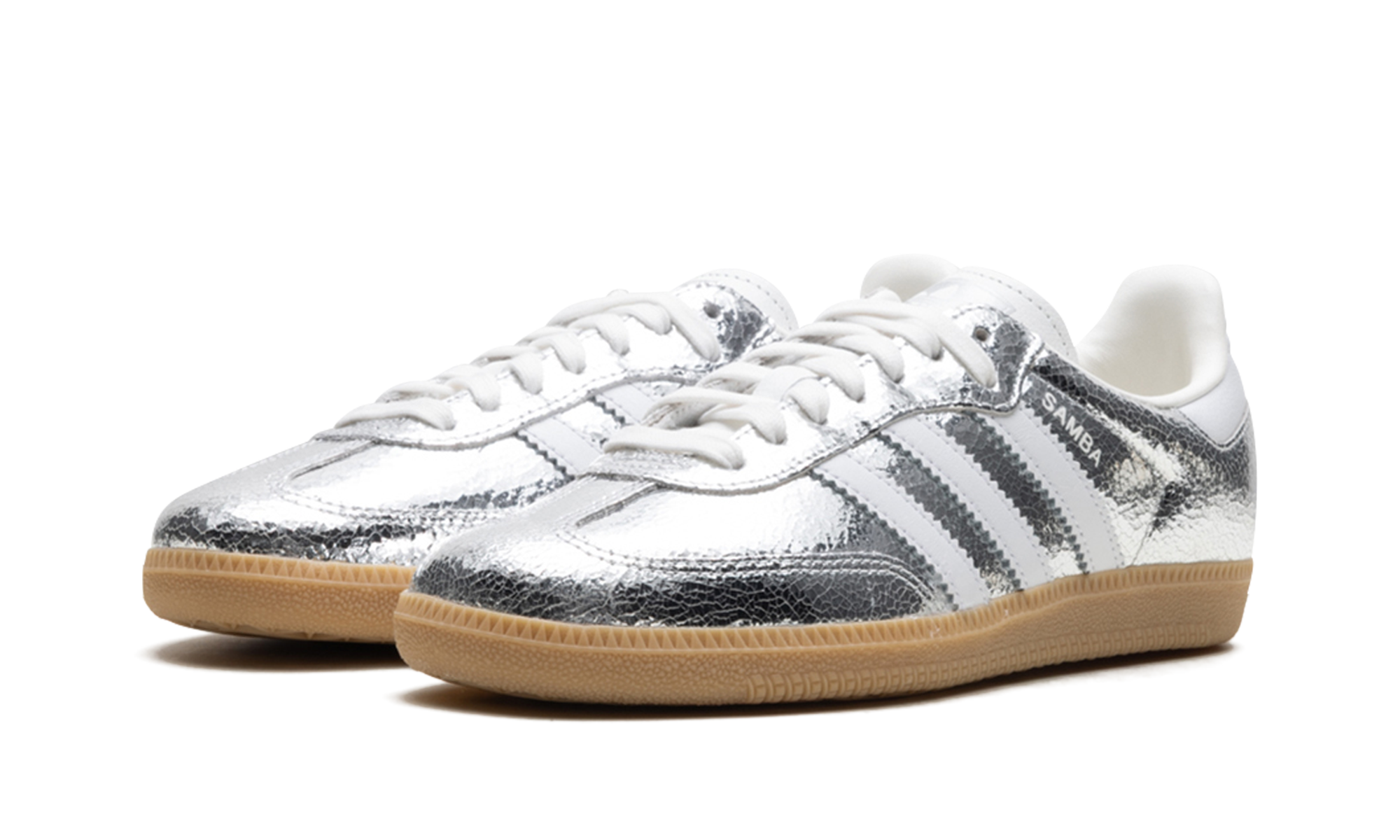 Adidas Samba OG Silver Metallic Cracked Leather