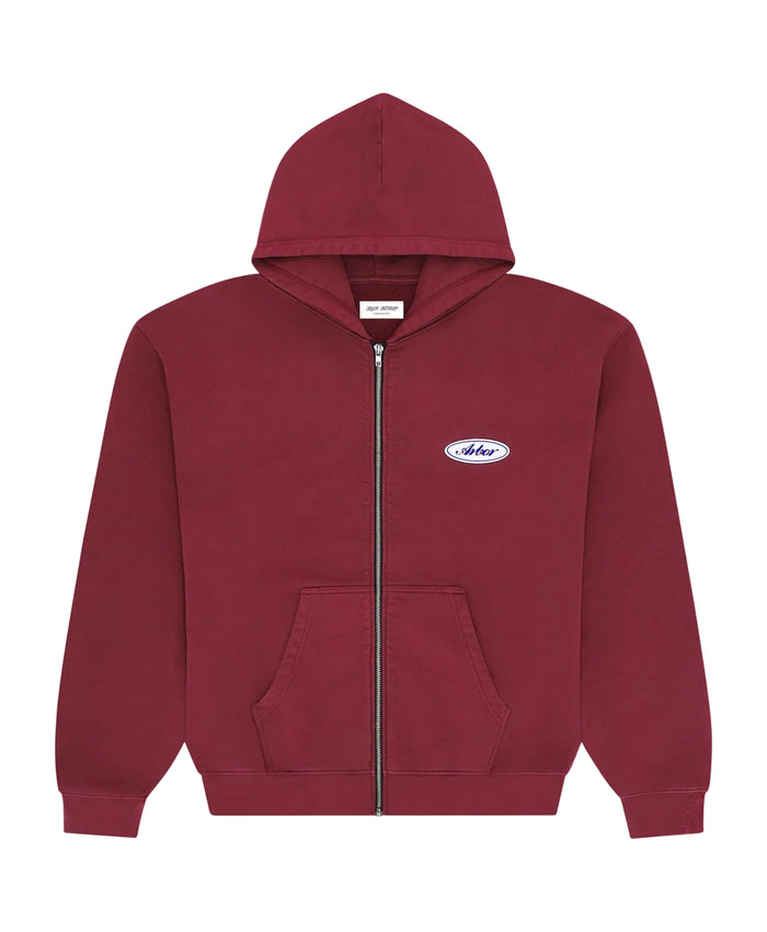 Arbor Antwerp Burgundy Patch Zip-Up Hoodie